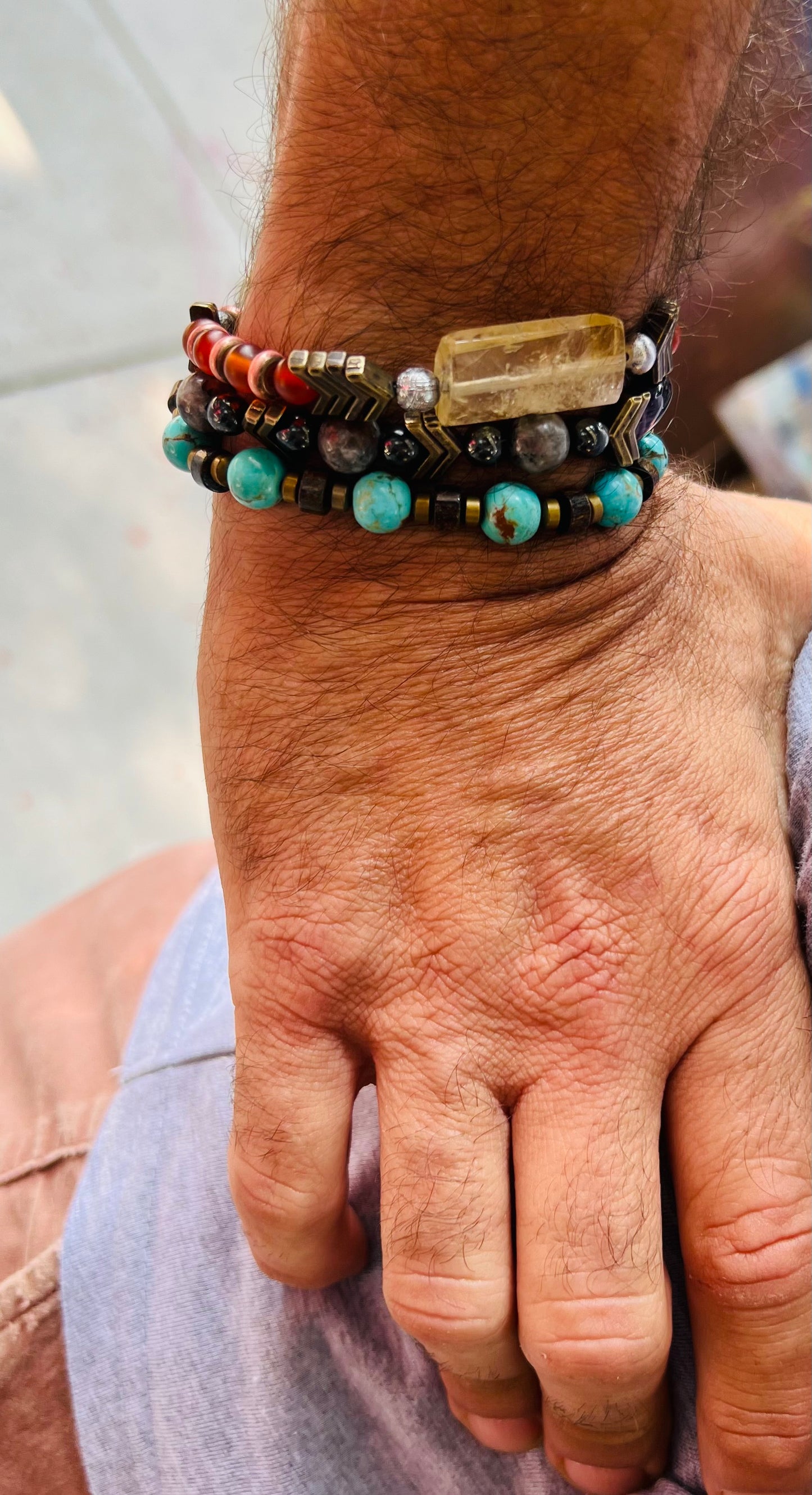 Archangel Armor - Meteorite Carnelian Pyrite Survivor Bracelet - EnergyofTribe