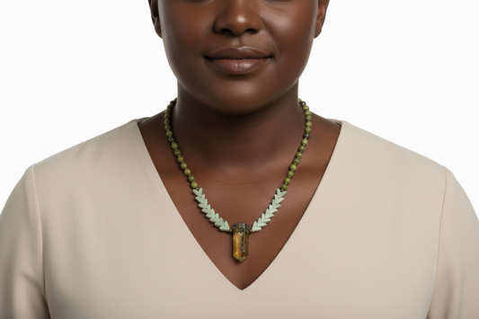 Vitality Rising Citrine, Jade and Pyrite Necklace