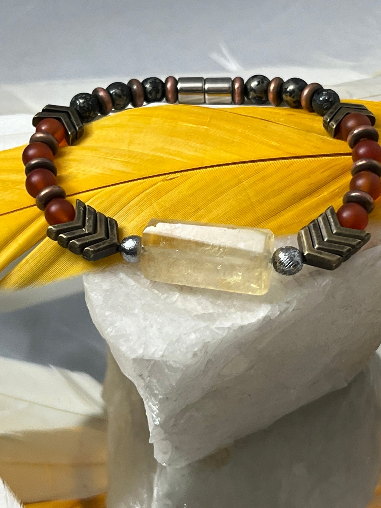 Archangel Armor - Meteorite Carnelian Pyrite Survivor Bracelet - EnergyofTribe