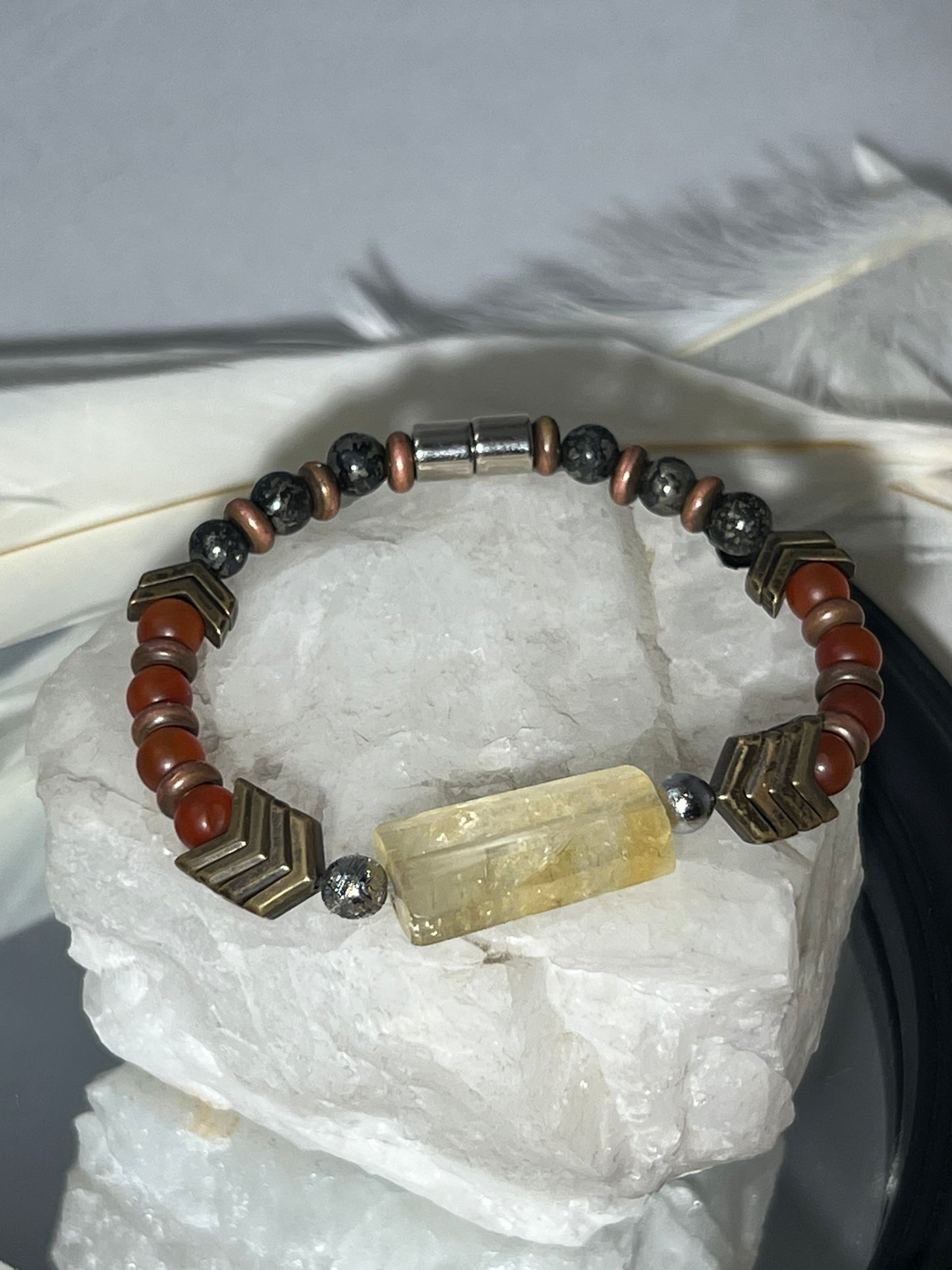 Archangel Armor - Meteorite Carnelian Pyrite Survivor Bracelet - EnergyofTribe