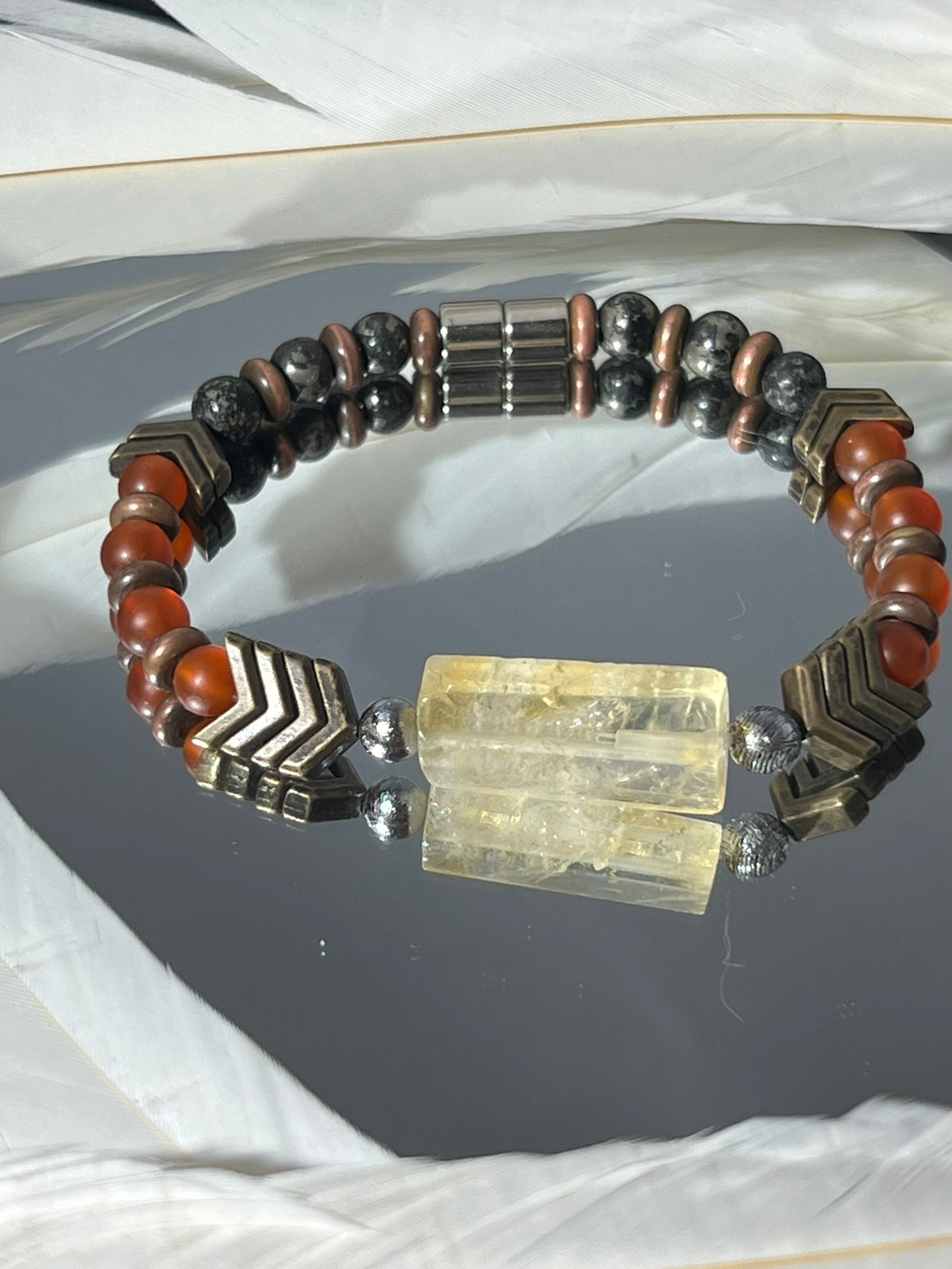Archangel Armor - Meteorite Carnelian Pyrite Survivor Bracelet - EnergyofTribe