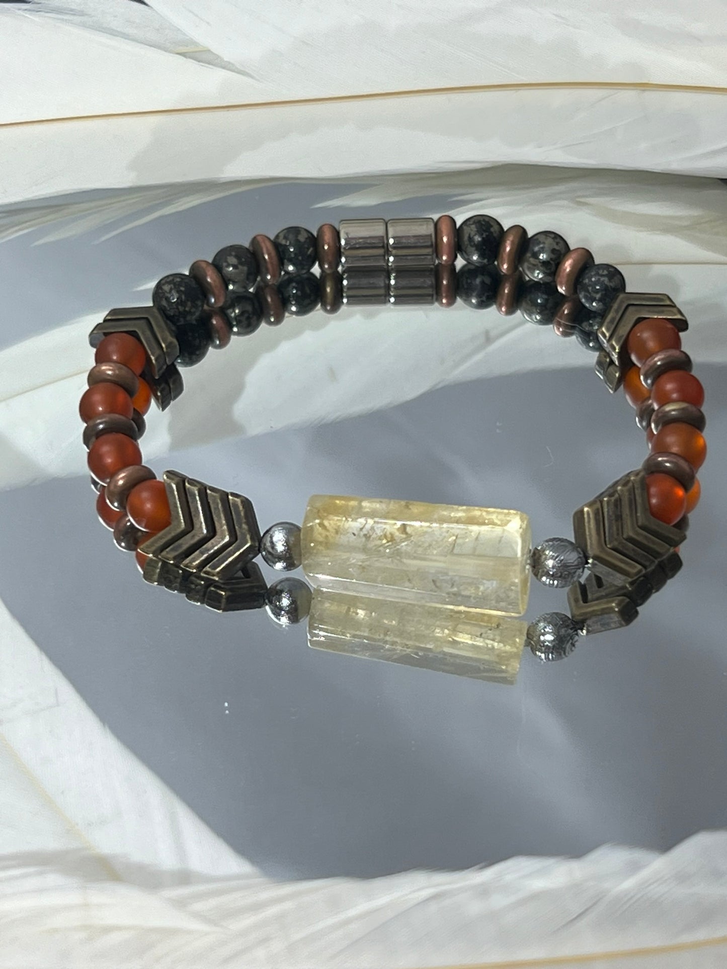 Archangel Armor - Meteorite Carnelian Pyrite Survivor Bracelet - EnergyofTribe