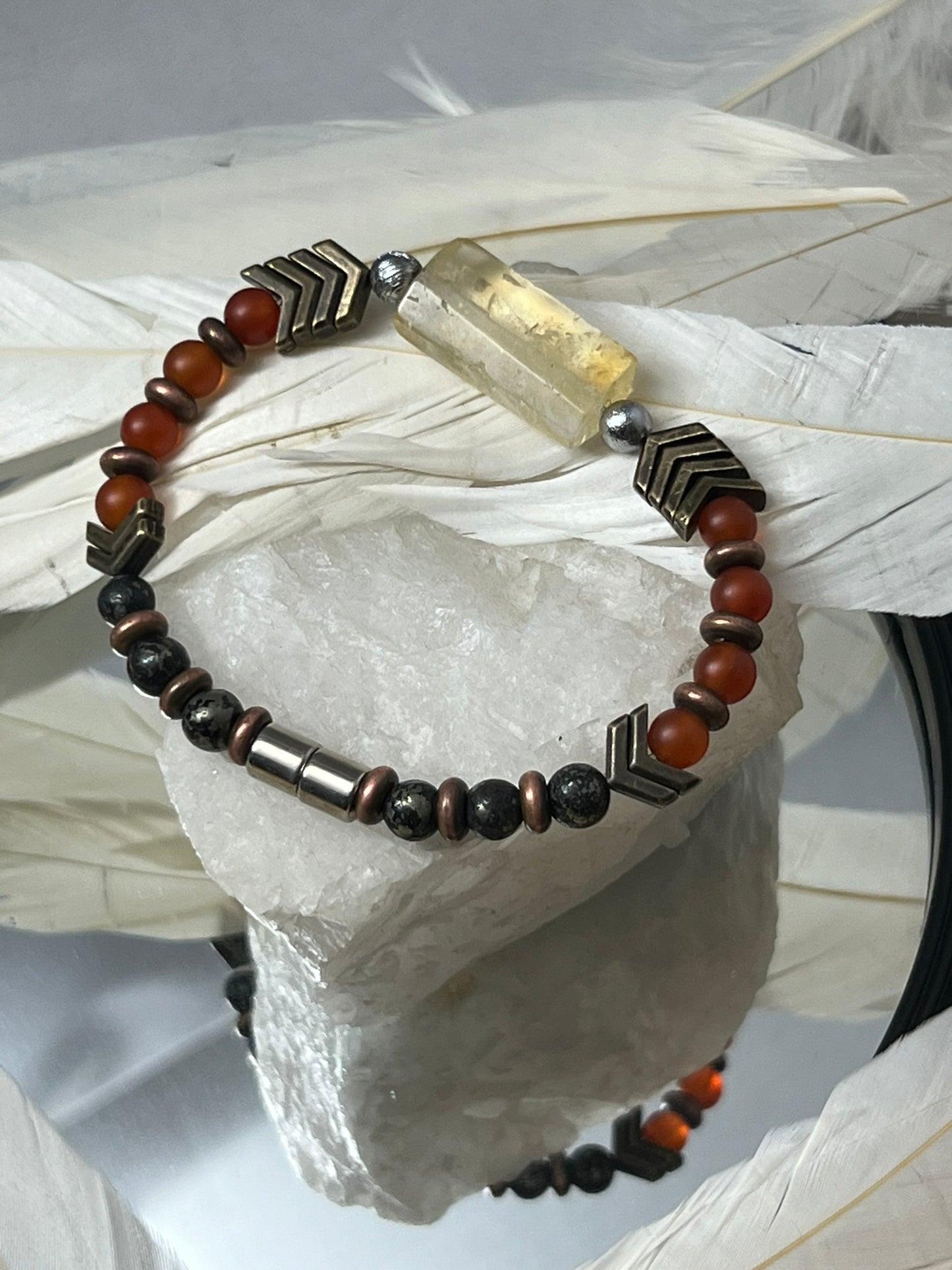 Archangel Armor - Meteorite Carnelian Pyrite Survivor Bracelet - EnergyofTribe