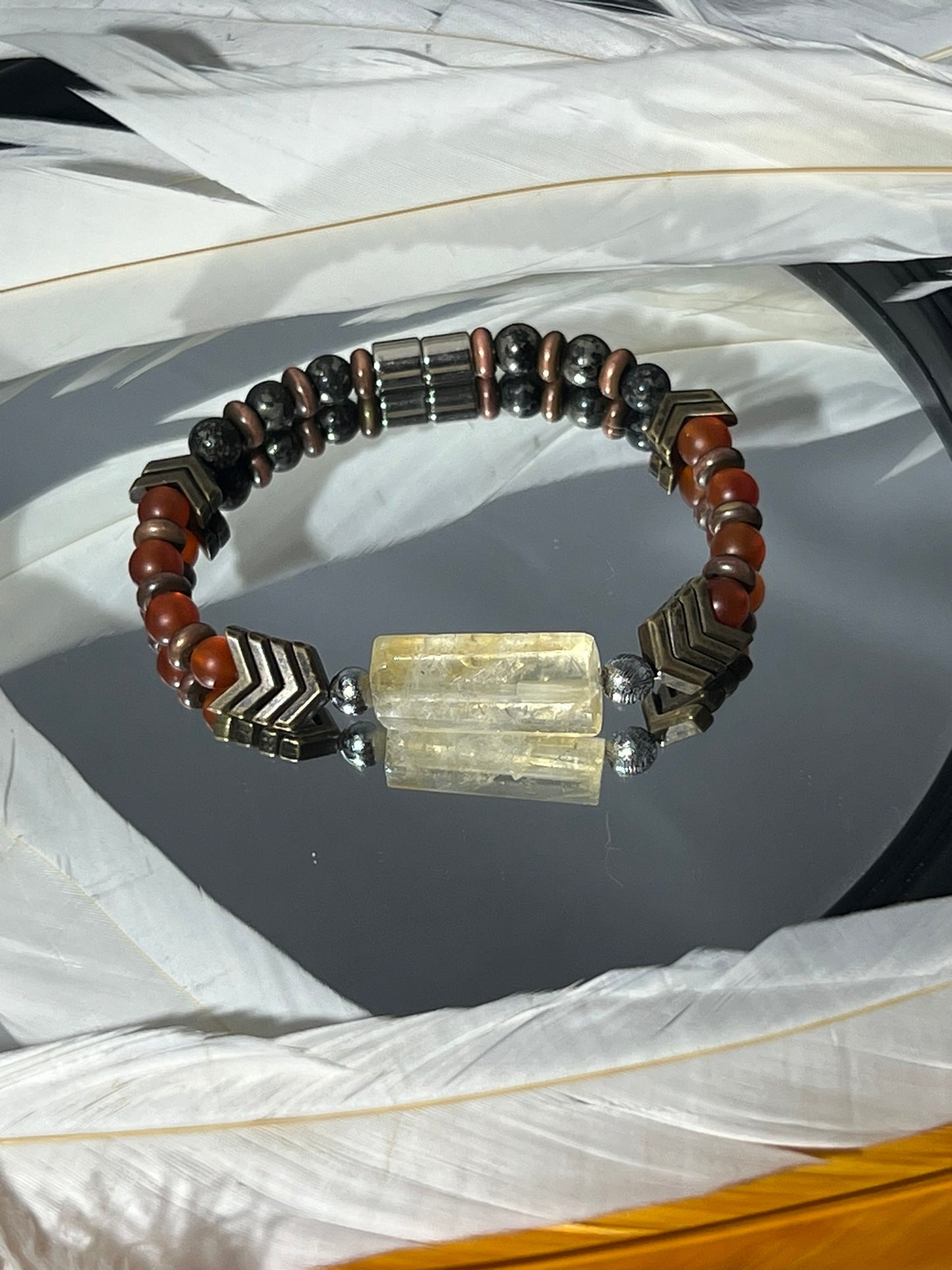Archangel Armor - Meteorite Carnelian Pyrite Survivor Bracelet - EnergyofTribe