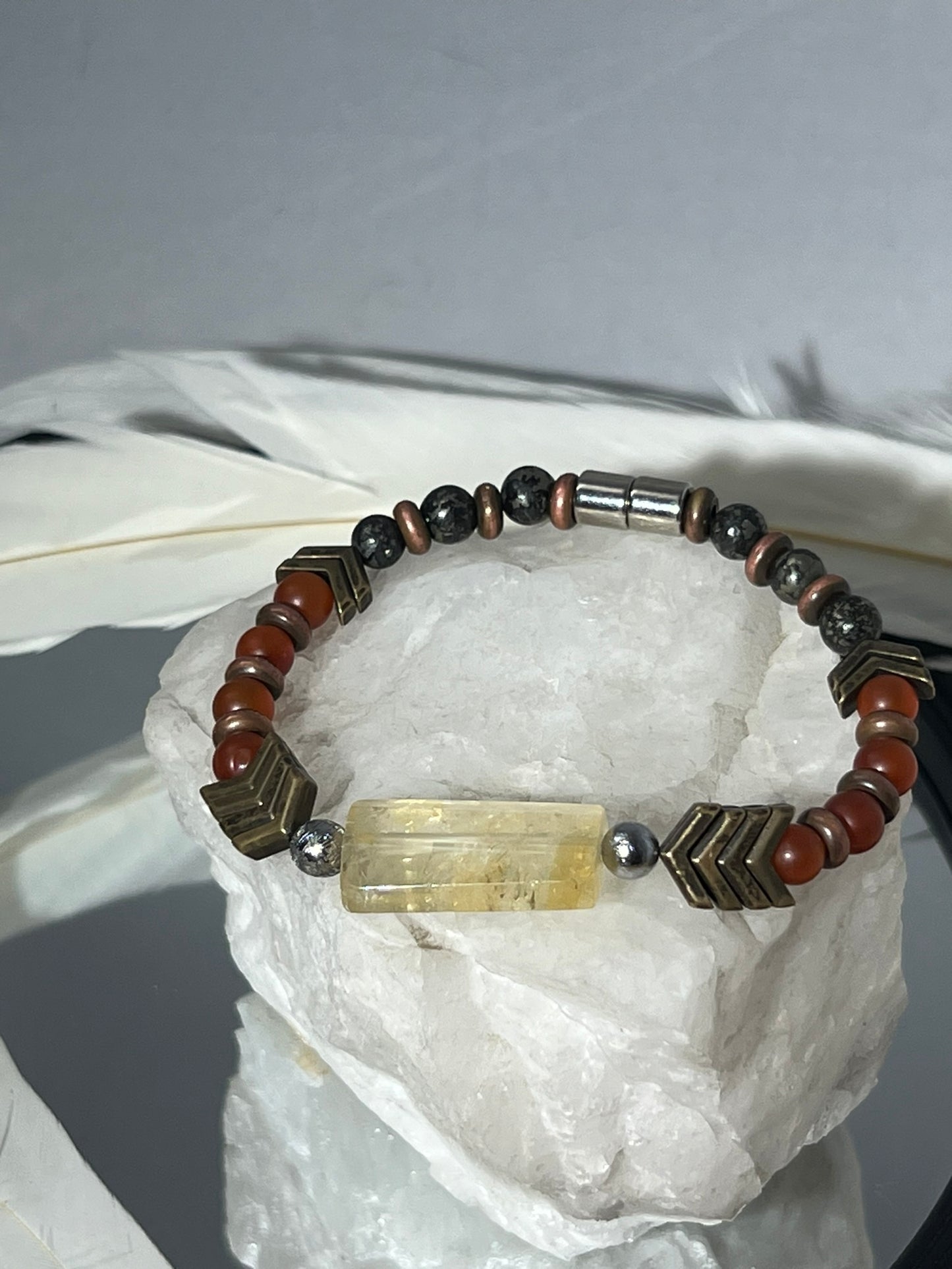Archangel Armor - Meteorite Carnelian Pyrite Survivor Bracelet - EnergyofTribe