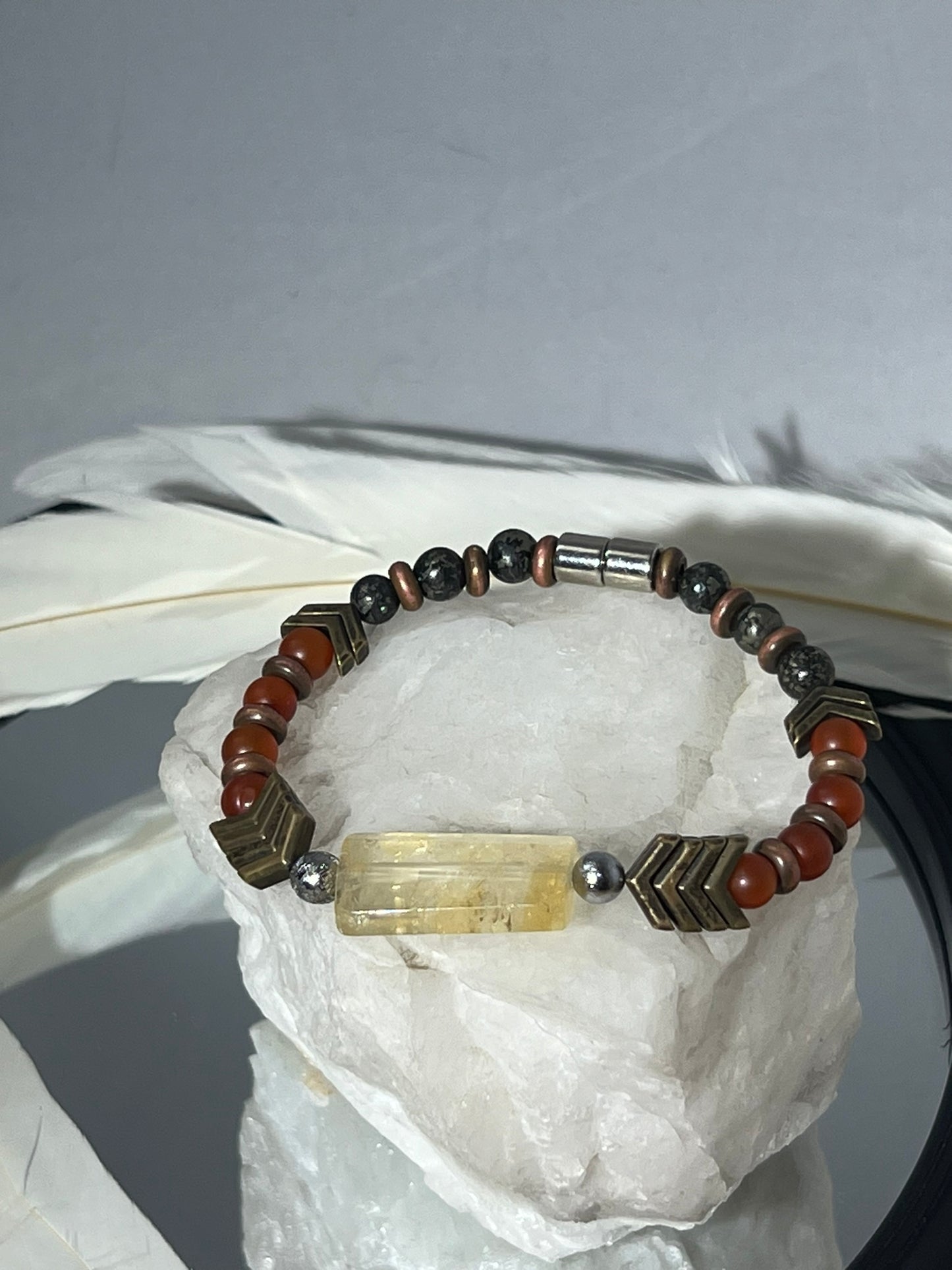 Archangel Armor - Meteorite Carnelian Pyrite Survivor Bracelet - EnergyofTribe