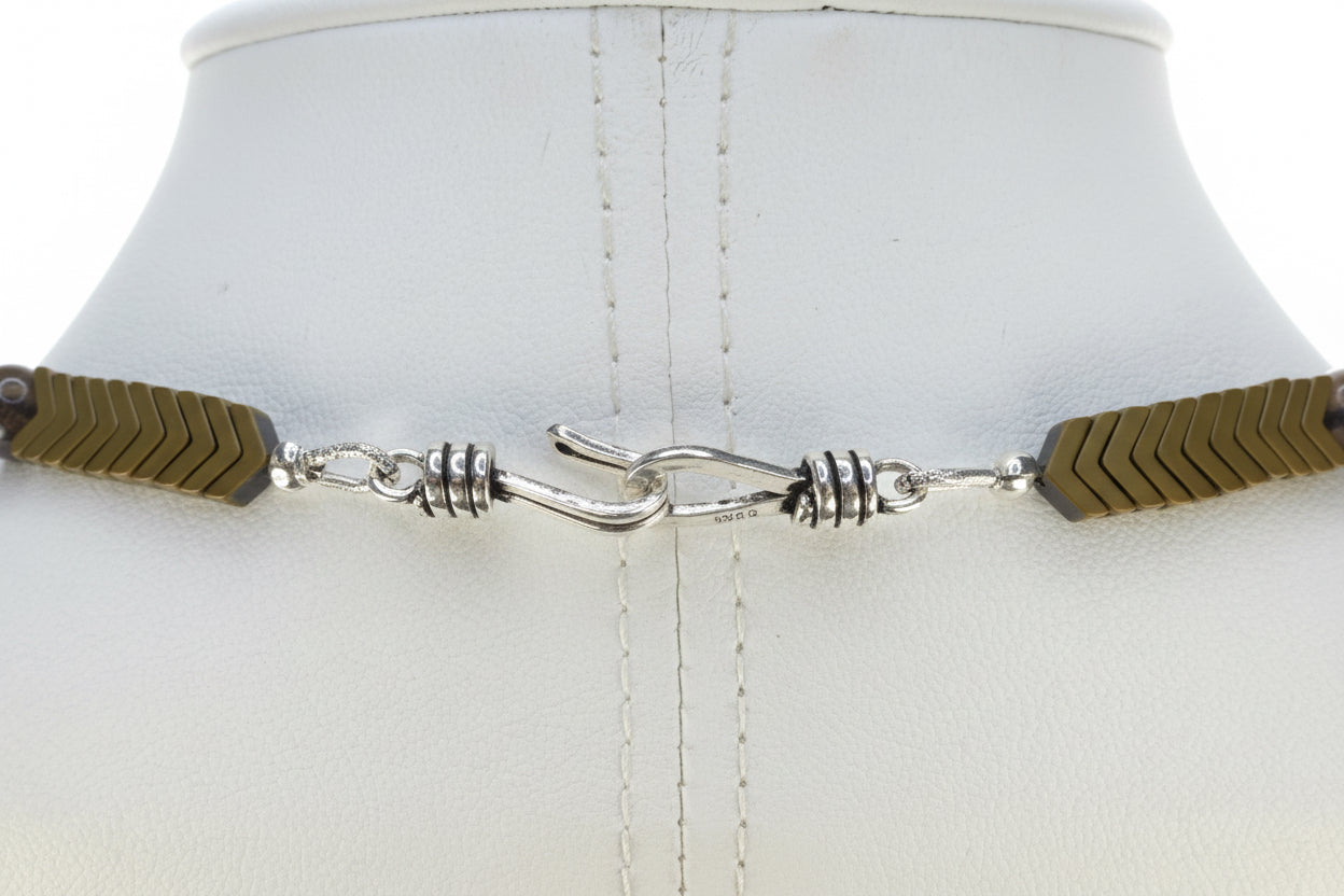 Shadow Sentinel Brazilian Agate, Pyrite and Howlite Necklace