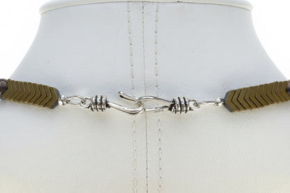 Shadow Sentinel Brazilian Agate, Pyrite and Howlite Necklace