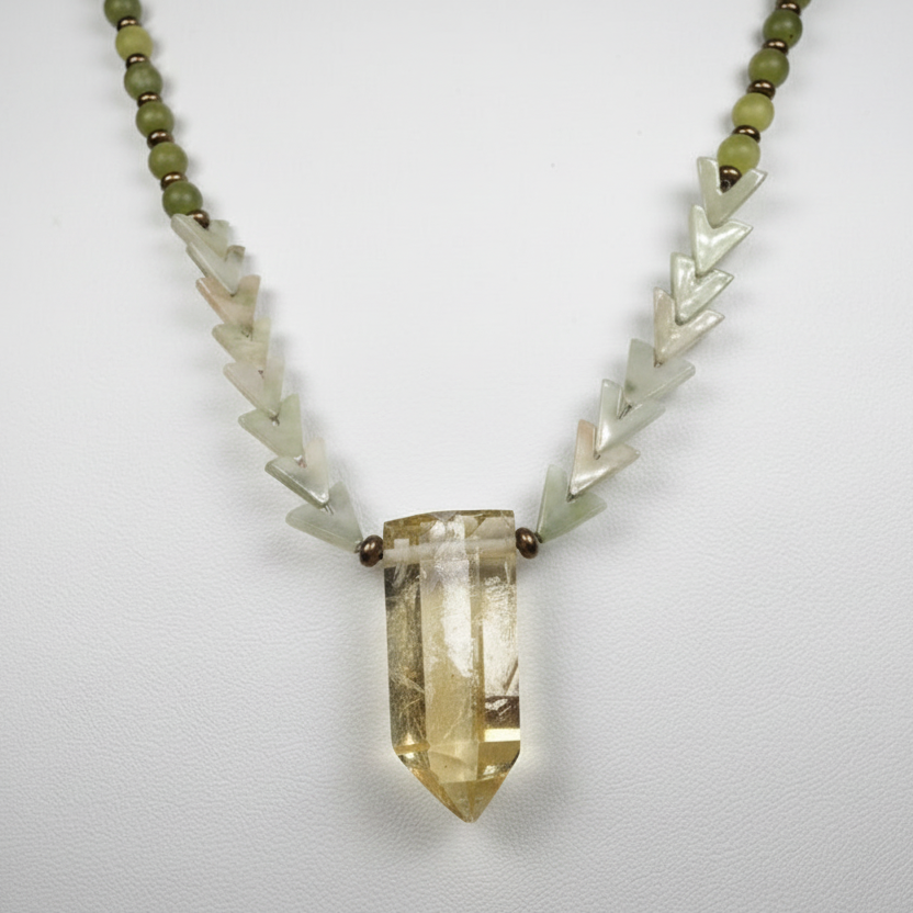 Vitality Rising Citrine, Jade and Pyrite Necklace