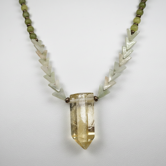 Vitality Rising Citrine, Jade and Pyrite Necklace