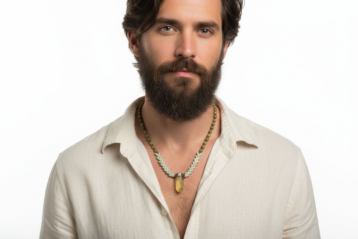 Vitality Rising Citrine, Jade and Pyrite Necklace