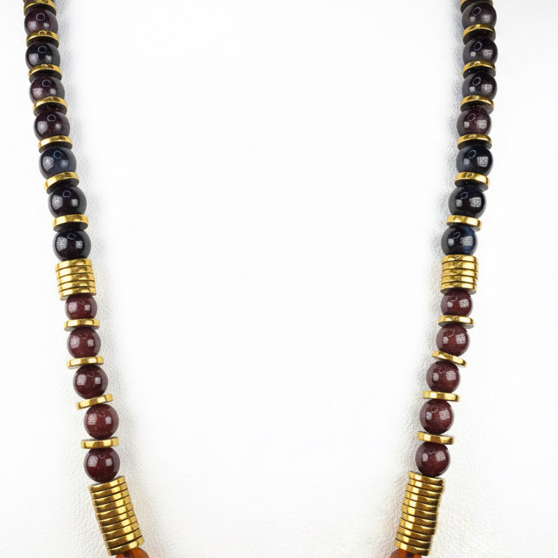 Angel Blade Pyrite, Amber, Garnet, and Shungite Spiritual Necklace