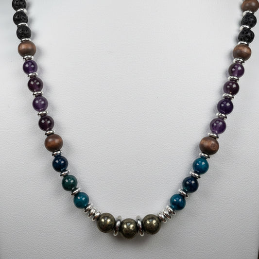 Alignment Rising Pyrite, Apatite & Amethyst Spiritual Necklace