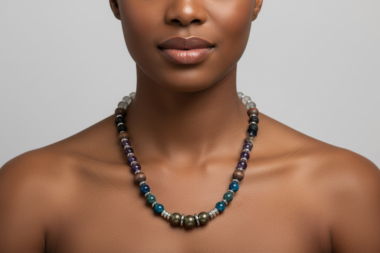 Alignment Rising Pyrite, Apatite & Amethyst Spiritual Necklace