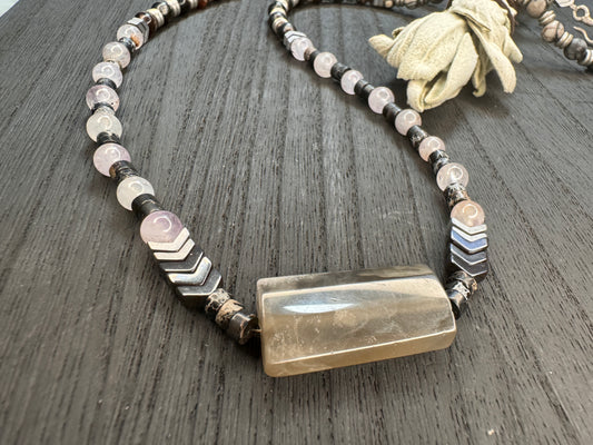 Primal Force Courage Spider Web Jasper and Quartz Necklace