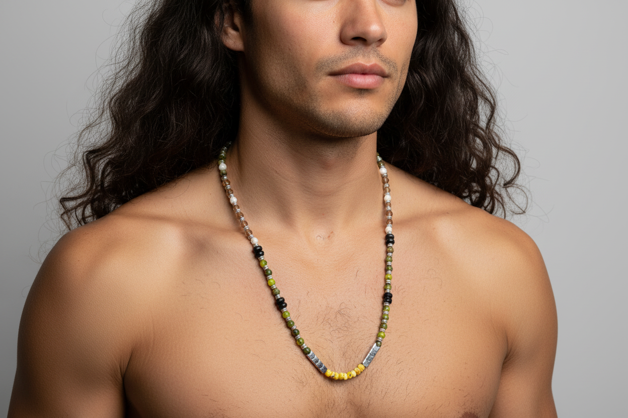 Elemental Force - Aspen Jade, Smoky Quartz, Shungite and Yellow Turquoise Necklace