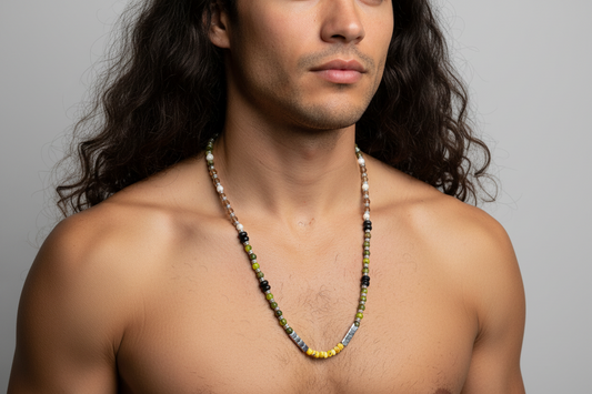 Elemental Force - Aspen Jade, Smoky Quartz, Shungite and Yellow Turquoise Necklace