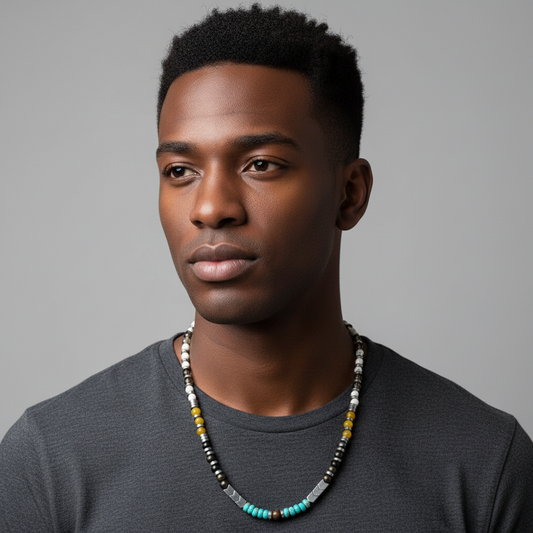 Elemental Force - Mountain Stream Jade, Smoky Quartz, Shungite, Howlite and Turquoise Necklace